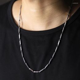 Chains Simple Necklace For Men Silver Colour Stainless Steel Link 3mm Rectangle 60cm Chic Jewellery Wholesale Drop LDN31