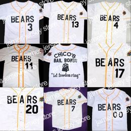 New Bad news BEARS Movie Jersey Button Down White 100% Stitched Custom Baseball Jerseys Any Name Number Wholesale