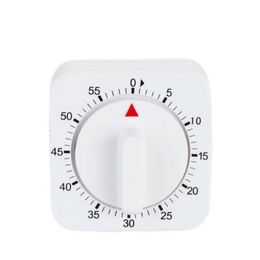 Kitchen Timer Count Down Alarm Reminder White Square Mechanical Timer 60 Minutes BBQ