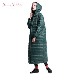 brand super long down women winter jacket female outwear parkas with hooded warm regular coat plus size loose simple style 201214