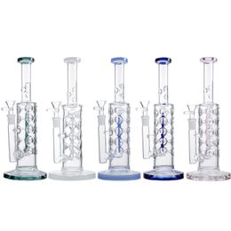 11 Inch Ice Pinch Hookahs 14mm Female Jiont Fab Egg Glass Bongs Inline Perc Water Pipes 5mm Thickness Straight Tube Oil Dab Rigs With Bowl