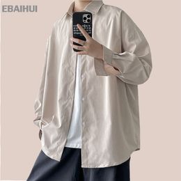 EBAIHUI Spring Men Casual Blouse Shirts Large Size White Long Sleeve Blouses Vintage Clothing Korean Style Male Cardigan for Couples