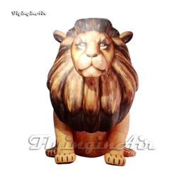 Cute Inflatable Lion Cartoon Animal Mascot Model Brown Air Blow Up Adult Lion With Shaggy Mane For Circus Decoration