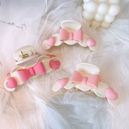 Korea Heart Shape Acrylic Hair Claws Crab Bow Large Clips for Woman Girls Bath Barrette Ladiy Fashion Headdress