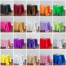 1pcs Solid Color Satin Cloth cloth Table Cover Overlay For Birthday Wedding Banquet Restaurant Festival Party Supply 220811