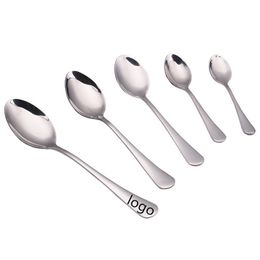 Stainless Steel Cutlery Rice Scoop Coffee Ice Cream Childrens Small Spoon Free Custom Thick 220621