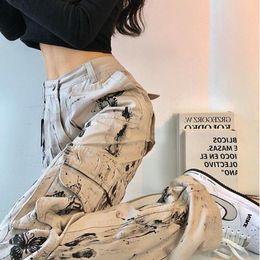 Women's Pants & Capris Y2k Emo Women Streetwear Tie Dye Butterfly Cargo Straight Harajuku High Waist Loose Gothic Fairy Grunge Alt Womens Cl