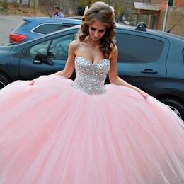 Sparkle Crystals Sweet Pink Colour Sweetheart Ball Gown Homecoming Dresses Custom Made Size 2 -22 W Party