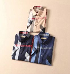 2022 The New Men's Dress Shirts Designers Menswear Fashion Society check Men Solid Color Business Casual short liningM-3XL