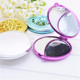 girl hand mirrors UK - Vintage Hand Mirrors Pocket Mirror Mini Compact Mirrors Girl Double-Side Folded Hollow Out Makeup Mirror P27287E