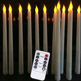Packung mit 6 flackernden leichten Weihnachts -LED -Kerzen mit Fernbedienung 10 Zoll langer batteriebetriebener warm weißer, weiß dekorativer Kerzen