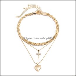 Pendant Necklaces Pendants Jewellery Punk Design Diamond Cross Necklace Exaggerated Twist Chain Heart-Pendant Fashion Simple Combination Cla