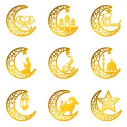 акриловые принадлежности для вечеринок Скидка Стороны поставляет исламские мусульманские стены декор наклейки 3D Ramadan Kareem Moon Star акриловые зеркальные наклейки стены