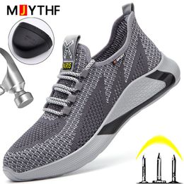 Breathable Lightweight Work Sneakers Indestructible Safety Shoes Steel Toe Cap Protective Shoes Men Puncture-Proof Footwear Male