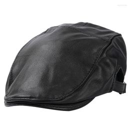 Berets Winter Unisex Genuine Leather Duckbill Boina Thin Hats For Men/Women Leisure Black/Brown 54-61cm Fitted Cabbie Bonnet Davi22