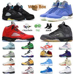 gym box Australia - Jumpman 5 5s Basketball Shoes Raging Bull UNC Aqua What The Michigan Ice Blue Oregon Alternate Fire Red TOP 3 Oreo Womens Mens sneakers trainers outdoor With BOX
