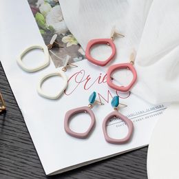 Dangle & Chandelier POXAM 2022 Fashion Korean Statement Acrylic Earrings For Women Vintage Geometric Resin Oval Drop Wedding Jewellery