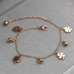 Anklets Bilincolor Rose Gold Bell Stainless Steel Ankle Bracelet For Women Roya22