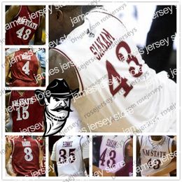 College Basketball Wears Custom New Mexico State Aggies College Basketball #43 Pascal Siakam 3 Terrell Brown 22 Eli Chuha 12 AJ Harris Aurrecoechea Red White Jersey