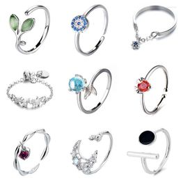 Wedding Rings Korean Luxury Zirconia Exquisite For Women Jewellery Ocean Heart Charm Chain Ring Hypoallergenic Silver Plated Wynn22