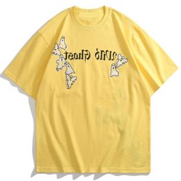 Men's T-Shirts Harajuku Tees Shirts Streetwear Embroidery Ghost Oversized Tshirts Hip Hop Casual Short Sleeve Men Cotton TopsMen's