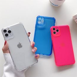 shock proof cell phones Australia - Neon Cases Camera Lens Protective Fluorescent Clear TPU Bumper Shock Proof Phone Case for iPhone 12 11 Pro Max XS 8 7 Plus Cell Ba217s