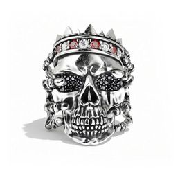 Cluster Rings Domineering Punk Skull Men Shiny CZ Hip Hop Rock Accessories For Jewelry Male Anel GiftCluster