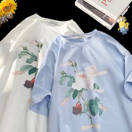 Privathinker Flower Graphic Women T-shirts Oversized Fashion Casual Female Tops Round Neck Short Sleeve Clothing Unisex Tees 220616