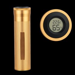 Cigar Accessories Portable Metal Cigar Humidor Aluminium Alloy Cigars Moisture Storage Tube Cigar-moisturiser Temperature Humidity Display Humidifier ZL1023