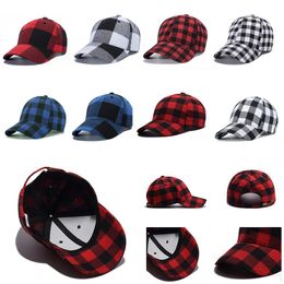 8 Styles Red Buffalo Check Hats Red Plaid Baseball Cap Plaid Beanie Casquette Ball Cap Checkered Party Hats Supplies