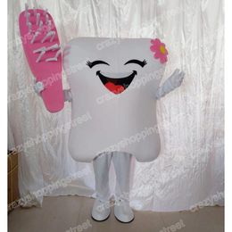 Halloween Tooth and pink/blue toothbrush Mascot Costume Cartoon Anime theme character Adults Size Christmas Carnival Birthday Party Outdoor Outfit