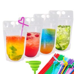 100Pcs/Lot 500ML Frosted Drink Pouches Clear Transparent Plastic Bag Juice Stand Up Spout Spout Fruit Juice Pouches Wholesale LX4881