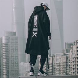 Emo Men Japanese Harajuku Alt Sweatshirt Oversize Hoodie Long Cloak Hip Hop Gothic Outwear Streetwear Techwear Coat Tops Clothes 220811