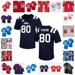 Xflsp Custom Ole Miss Rebels Football Jersey 14 DK METCALF 10 Eli Manning Jerseys 10 Chad Kelly 80 Wesley Walls 5 Ken Webster 79 Javon Patterson