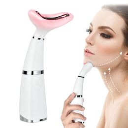 3 Colors Led Facial Neck Massager Photon Therapy Heating Face Neck Wrinkle Removal Machine Reduce Double Chin Skin Lift Device
