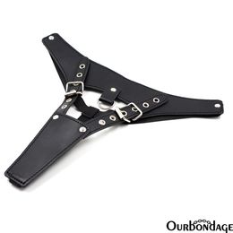 Ourbondage PU Leather Female Simple Chastity With Front Buckle Strap Nylon T-Back BDSM Bondage sexy Toys For Women Lesbian