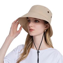 Berets Bucket Hat Sun Visor Outdoor Fishing Hats 360° Protection Summer Caps Metal Hole Breathable Fisherman Man Boonie HatBerets