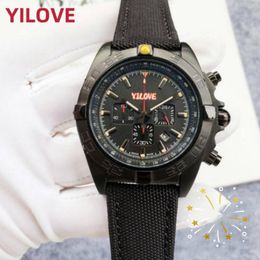 Men High Quality 46MM Watch Fashion Nylon Strap Quartz Imported Movement clock Sports Style Waterproof Stainless Steel Case Multi-function Calendar Wristwatches