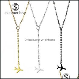 Pendant Necklaces Pendants Jewelry New Fashion Plan Airplane Pendantclavicle Necklace For Women Gold Sier Black Y Shape Dhqqs