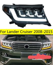 2 PCS Auto Car Head Light Parts For Lander Cruiser 2008-20 15 LED Lamps Headlight Replacement DRL Dual Beam Lens Lights