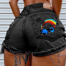 Woman High Waist Boyfriend Denim Shorts Fashion Sexy Plus Size Denim Shorts Summer Women Jeans Lady Streetwear Short Pants 210702