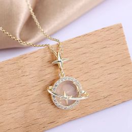 High Quality Fashion Gold Star Planet Pendant Necklace Stainless Steel Jewellery