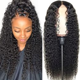 26" long Curly Wig Full Front Lace Human Hair Ombre Black Synthetic Wigs For African Black Women