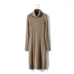 Casual Dresses Dress Women Fashion Wool Bamboo 2022 Autumn Women's Knit Slim Long-sleeved High-necked Cashmere Female