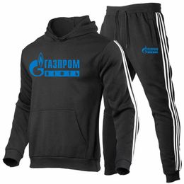 Men's Tracksuits Russia Gazprom 2022 Men's High Quality Long Sleeves Tracksuit Hooded Sweatshirts Sportswear Suit Pullover Two Pieces Se