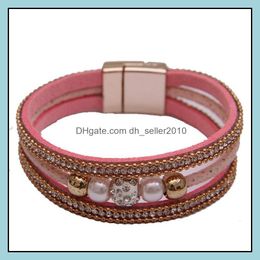Charm Bracelets Boho Layered Mtilayer Rhinestones Pearl Bracelet Womens Drop Delivery 2021 Jewellery Dhseller2010 Dhmpi