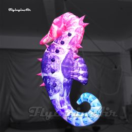 Hanging LED Inflatable Seahorse Balloon Cartoon Sea Animal Model Colorful Air Blow Up Hippocampus For Ceiling Decoration