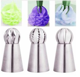 sphere shape Canada - 3Pcs Set Hot Russian Spherical Ball Stainless tools Steel Flower Cake Nozzles Icing Piping Decorating Tips Tools Sphere Shape Cream