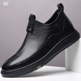 Designer Men's casual velvet cotton shoes men's cowhide boots mens leather soled high-end soft surface sports A24