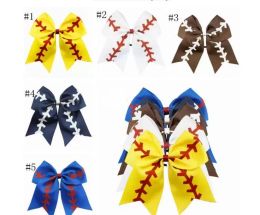 Titanium Sport Accessories Kids Girl Headband Baseball Design Hair Bows Glitter Baby Girls Headwear Large Ponytail Holder Hair Accessory 5 Colors